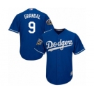 Youth Majestic Los Angeles Dodgers #9 Yasmani Grandal Authentic Royal Blue Alternate Cool Base 2018 World Series MLB Jersey