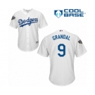 Youth Majestic Los Angeles Dodgers #9 Yasmani Grandal Authentic White Home Cool Base 2018 World Series MLB Jersey