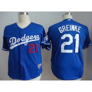 youth mlb jerseys los angeles dodgers #21 greinke blue