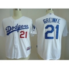youth mlb jerseys los angeles dodgers #21 greinke white