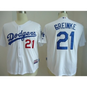 youth mlb jerseys los angeles dodgers #21 greinke white