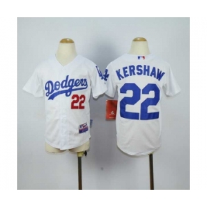 youth mlb jerseys los angeles dodgers #22 kershaw white