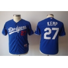 youth mlb jerseys los angeles dodgers #27 kemp blue