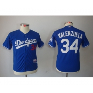 youth mlb los angeles dodgers #34 valenzuela blue