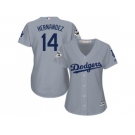 Women Los Angeles Dodgers #14 Enrique Hernandez Grey Stitched MLB Jersey