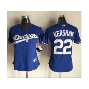 Women Los Angeles Dodgers #22 Clayton Kershaw Blue Alternate Stitched Baseball Jersey