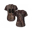 Women Los Angeles Dodgers #66 Yasiel Puig Camo Realtree Collection Cool Base Stitched MLB Jersey