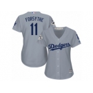 Women Majestic Los Angeles Dodgers #11 Logan Forsythe Replica Grey Road 2017 World Series Bound Cool Base MLB Jersey