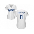 Women Majestic Los Angeles Dodgers #11 Logan Forsythe Replica White Home 2017 World Series Bound Cool Base MLB Jersey