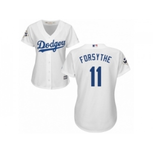 Women Majestic Los Angeles Dodgers #11 Logan Forsythe Replica White Home 2017 World Series Bound Cool Base MLB Jersey
