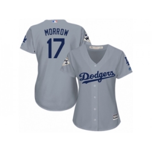 Women Majestic Los Angeles Dodgers #17 Brandon Morrow Replica Grey Road 2017 World Series Bound Cool Base MLB Jersey