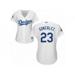Women Majestic Los Angeles Dodgers #23 Adrian Gonzalez Replica White Home 2017 World Series Bound Cool Base MLB Jersey