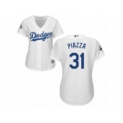 Women Majestic Los Angeles Dodgers #31 Mike Piazza Replica White Home 2017 World Series Bound Cool Base MLB Jersey