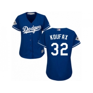 Women Majestic Los Angeles Dodgers #32 Sandy Koufax Replica Royal Blue Alternate 2017 World Series Bound Cool Base MLB Jersey