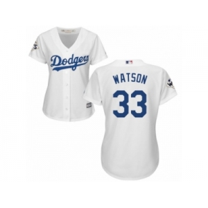 Women Majestic Los Angeles Dodgers #33 Tony Watson Replica White Home 2017 World Series Bound Cool Base MLB Jersey