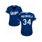 Women Majestic Los Angeles Dodgers #34 Fernando Valenzuela Replica Royal Blue Alternate 2017 World Series Bound Cool Base MLB Jersey