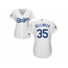 Women Majestic Los Angeles Dodgers #35 Cody Bellinger Replica White Home 2017 World Series Bound Cool Base MLB Jersey