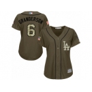 Women Majestic Los Angeles Dodgers #6 Curtis Granderson Authentic Green Salute to Service MLB Jersey