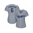 Women Majestic Los Angeles Dodgers #6 Curtis Granderson Replica Grey Road 2017 World Series Bound Cool Base MLB Jersey