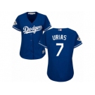 Women Majestic Los Angeles Dodgers #7 Julio Urias Replica Royal Blue Alternate 2017 World Series Bound Cool Base MLB Jersey