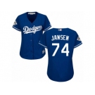 Women Majestic Los Angeles Dodgers #74 Kenley Jansen Replica Royal Blue Alternate 2017 World Series Bound Cool Base MLB Jersey