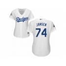 Women Majestic Los Angeles Dodgers #74 Kenley Jansen Replica White Home 2017 World Series Bound Cool Base MLB Jersey