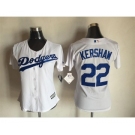 Women's L.A. Dodgers #22 Clayton Kershaw Majestic White Cool Base Player Jersey