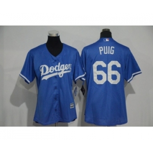 Women's L.A. Dodgers #66 Yasiel Puig Majestic Blue Cool Base Player Jersey