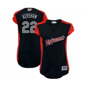 Women's Los Angeles Dodgers #22 Clayton Kershaw Authentic Navy Blue National League 2019 Baseball All-Star Jersey