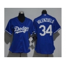 Women's Los Angeles Dodgers #34 Fernando Valenzuela Blue Fashion Stitched MLB Jersey