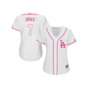 Women's Los Angeles Dodgers #7 Julio Urias White Pink Fashion Stitched MLB Jersey