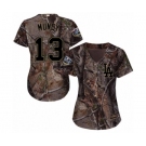 Women's Majestic Los Angeles Dodgers #13 Max Muncy Authentic Camo Realtree Collection Flex Base 2018 World Series MLB Jersey