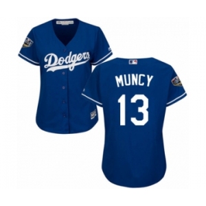Women's Majestic Los Angeles Dodgers #13 Max Muncy Authentic Royal Blue Alternate Cool Base 2018 World Series MLB Jersey