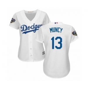 Women's Majestic Los Angeles Dodgers #13 Max Muncy Authentic White Home Cool Base 2018 World Series MLB Jersey