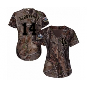 Women's Majestic Los Angeles Dodgers #14 Enrique Hernandez Authentic Camo Realtree Collection Flex Base 2018 World Series MLB Jersey