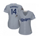 Women's Majestic Los Angeles Dodgers #14 Enrique Hernandez Authentic Grey Road Cool Base 2018 World Series MLB Jersey