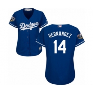 Women's Majestic Los Angeles Dodgers #14 Enrique Hernandez Authentic Royal Blue Alternate Cool Base 2018 World Series MLB Jersey