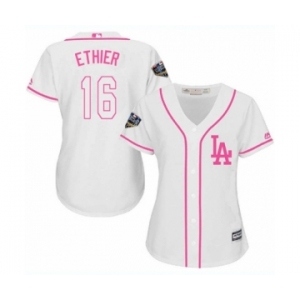 Women's Majestic Los Angeles Dodgers #16 Andre Ethier Authentic White Fashion Cool Base 2018 World Series MLB Jersey