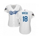 Women's Majestic Los Angeles Dodgers #18 Kenta Maeda Authentic White Home Cool Base 2018 World Series MLB Jersey
