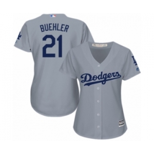 Women's Majestic Los Angeles Dodgers #21 Walker Buehler Authentic Grey Road Cool Base MLB Jersey