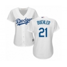 Women's Majestic Los Angeles Dodgers #21 Walker Buehler Authentic White MLB Jersey