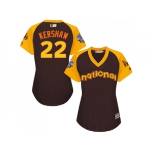 Women's Majestic Los Angeles Dodgers #22 Clayton Kershaw Authentic Brown 2016 All-Star National League BP Cool Base MLB Jersey