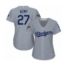Women's Majestic Los Angeles Dodgers #27 Matt Kemp Authentic Grey Road Cool Base 2018 World Series MLB Jersey