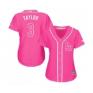 Women's Majestic Los Angeles Dodgers #3 Chris Taylor Authentic Pink Fashion Cool Base MLB Jersey