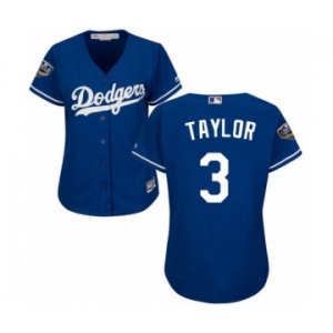 Women's Majestic Los Angeles Dodgers #3 Chris Taylor Authentic Royal Blue Alternate Cool Base 2018 World Series MLB Jersey