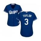 Women's Majestic Los Angeles Dodgers #3 Chris Taylor Authentic Royal Blue Alternate Cool Base MLB Jersey