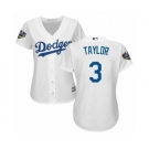 Women's Majestic Los Angeles Dodgers #3 Chris Taylor Authentic White Home Cool Base 2018 World Series MLB Jersey