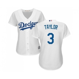 Women's Majestic Los Angeles Dodgers #3 Chris Taylor Authentic White Home Cool Base MLB Jersey