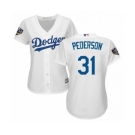 Women's Majestic Los Angeles Dodgers #31 Joc Pederson Authentic White Home Cool Base 2018 World Series MLB Jersey