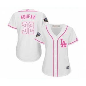 Women's Majestic Los Angeles Dodgers #32 Sandy Koufax Authentic White Fashion Cool Base 2018 World Series MLB Jersey